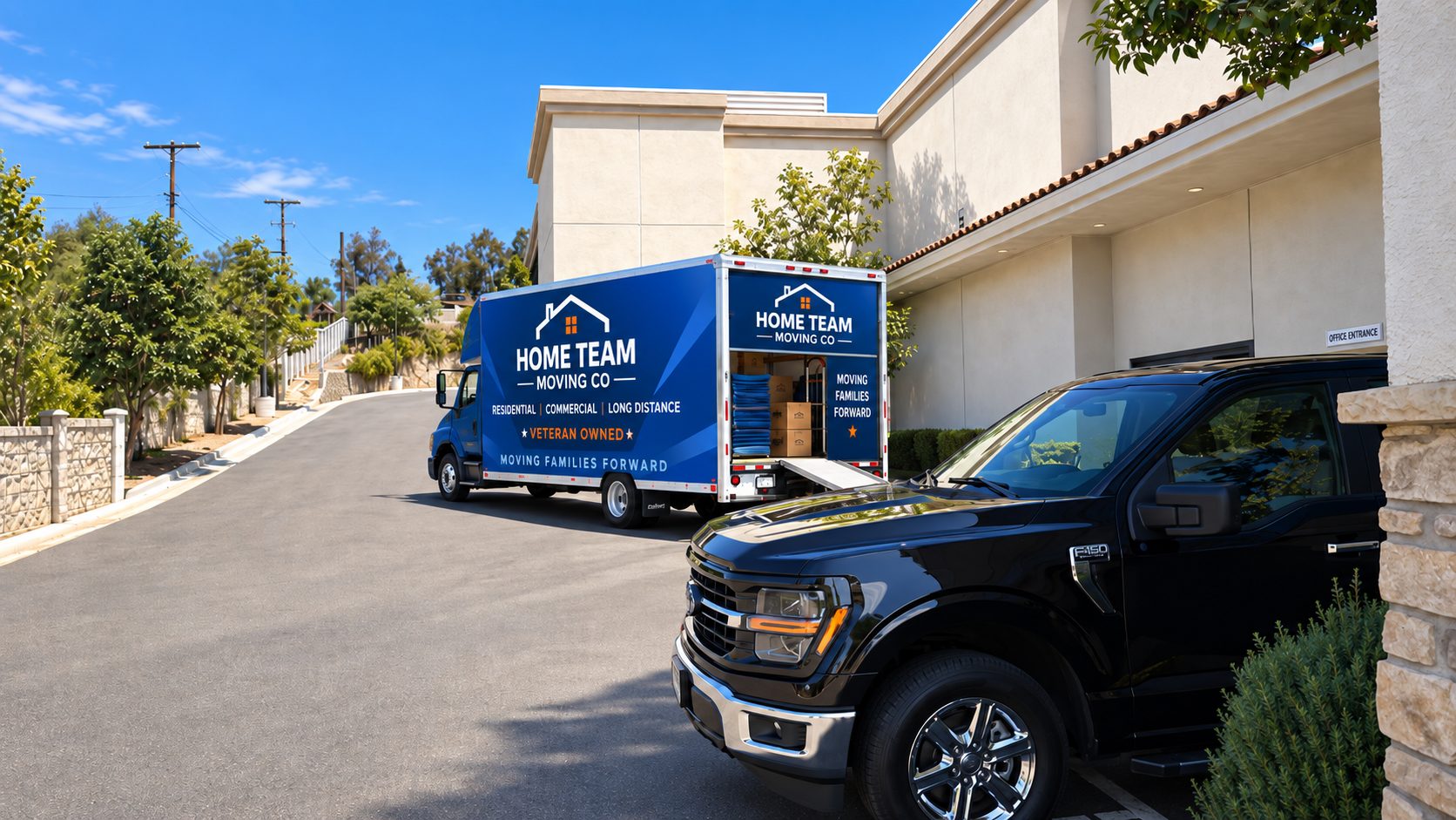 Home Team Moving Co. truck and crew on a Southern California job